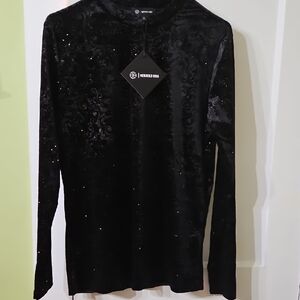 Herbold Kiss Black Velvet Long-Sleeve Blouse